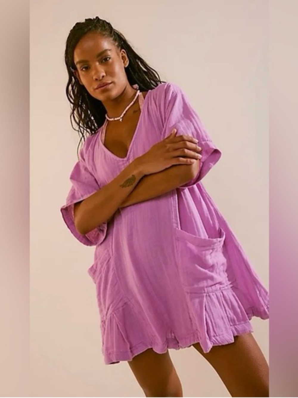 FREE PEOPLE SO LIVELY ROMPER CRUSHED VIOLET SIZE SMALL